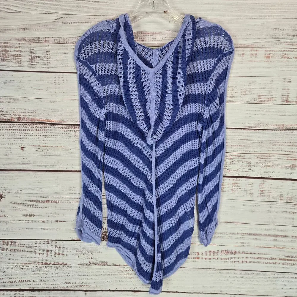 Tommy Bahama Purple Striped Knit Hooded Swim Coverup